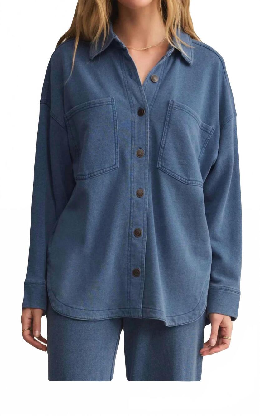 NEW Z SUPPLY all day knit jacket in vintage denim